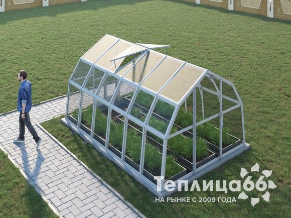 Теплица Рада Нева под стекло, 2,65х4 метра, белая